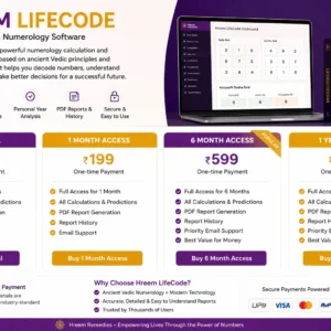Hreem LifeCode Vedic Numerology Software Subscription Access