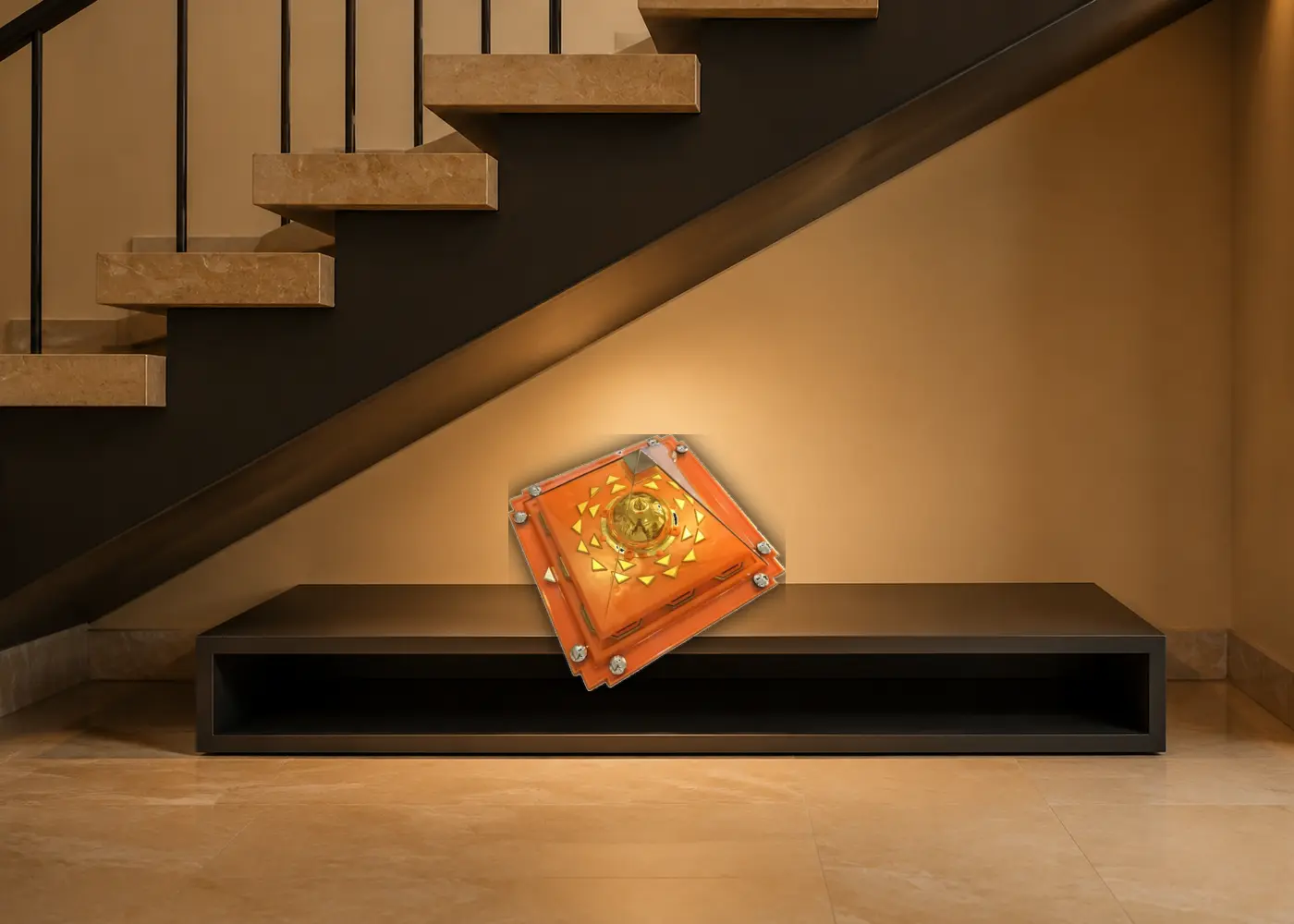 Exact ActiveOn 9X product shown on a stable platform below a staircase