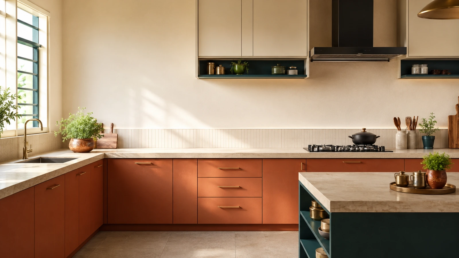 Modern Kitchen Vastu layout with separated stove and sink
