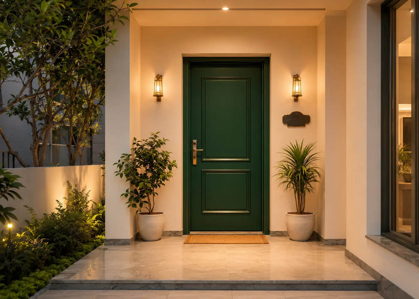 Clean well-lit and uncluttered south-facing home entrance